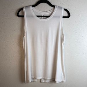 Halogen white tank top woman’s size L keyhole back
